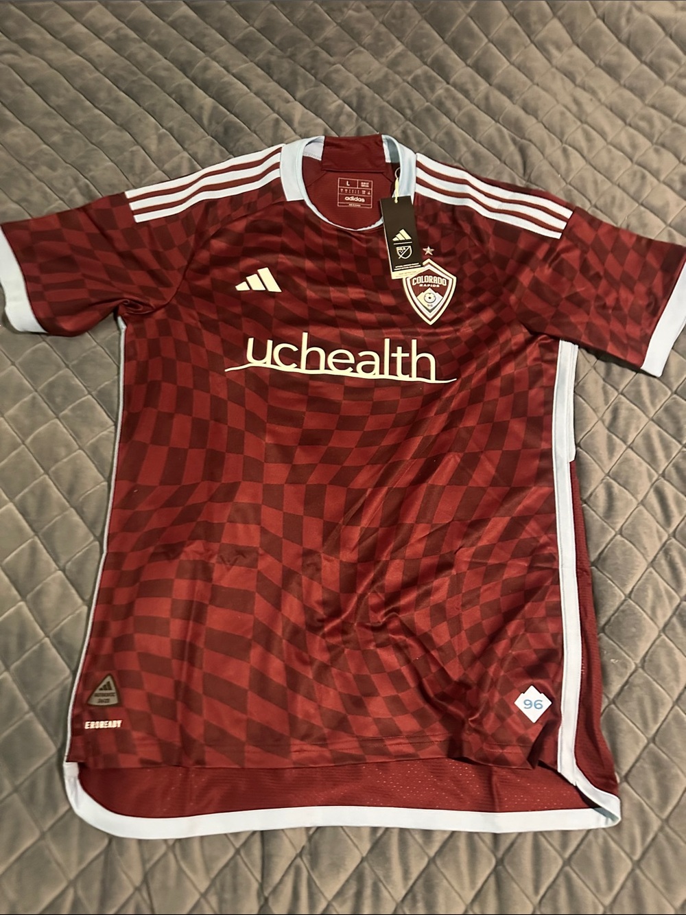 adidas Colorado Rapids Checkerboard Soccer Jersey - Maroon/White 24/25